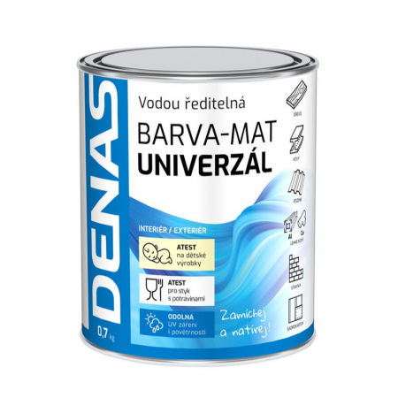 DENAS Univerzál MAT biela 0,7 Kg  - vodou riediteľná farba 